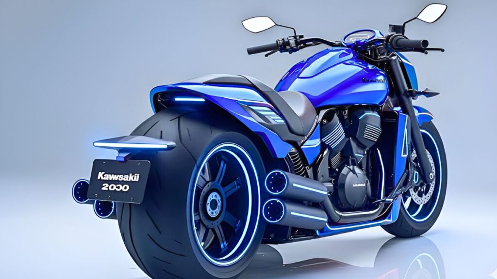 Motocicleta conceptual futurista estilo Kawasaki: Diseño innovador y tecnología avanzada que redefine el futuro de las cruisers