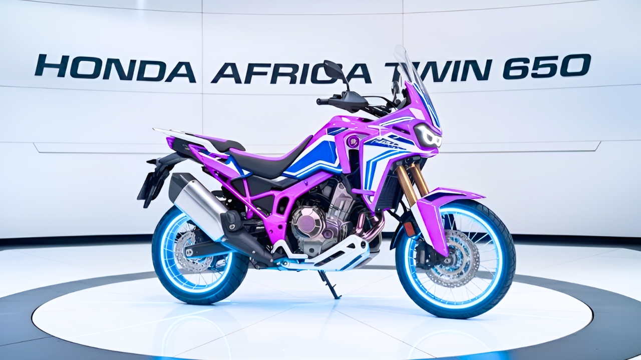 Honda Africa Twin 650 personalizada en colores rosa y azul: diseño único para amantes de las motos